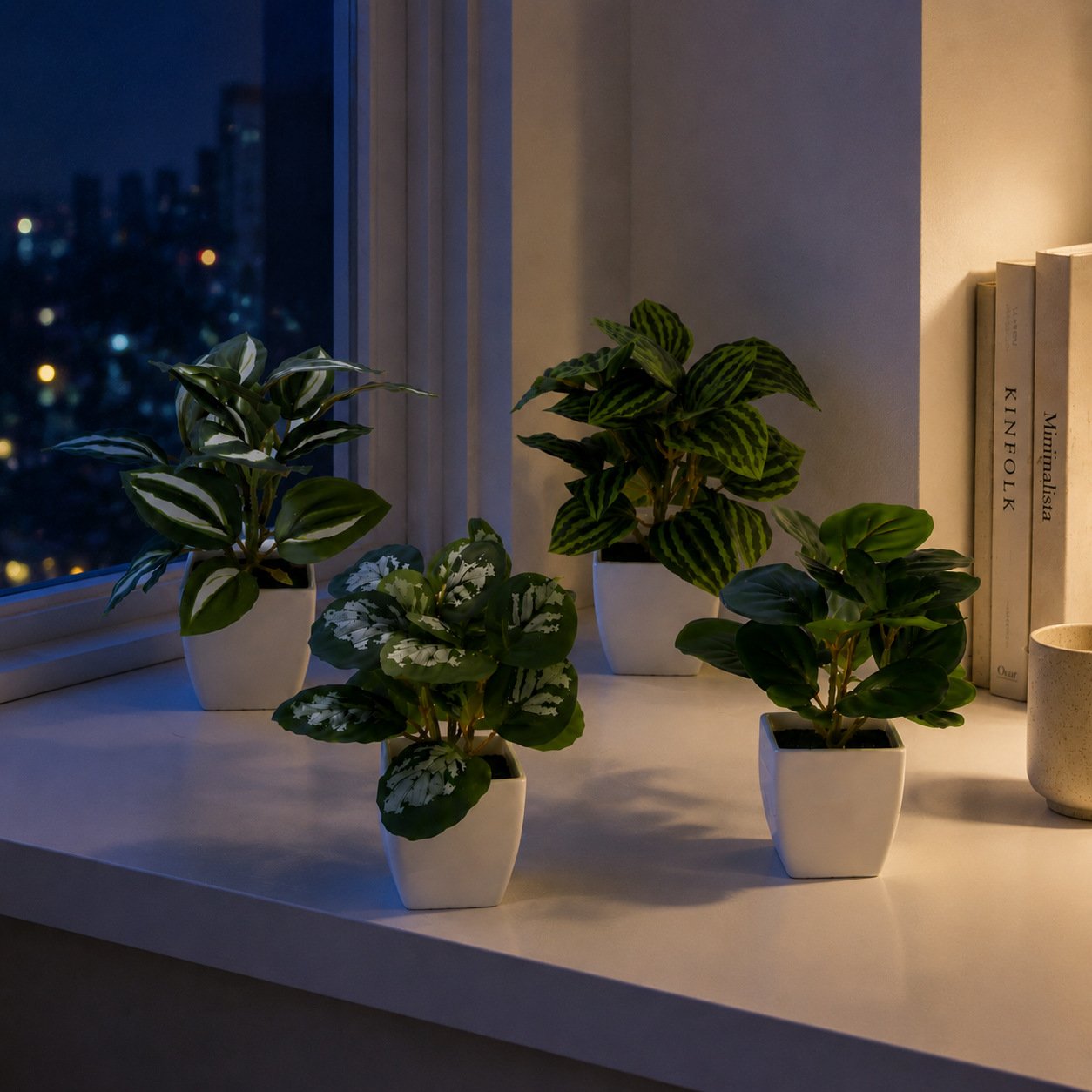 Mini Potted Artificial Watermelon Leaves | 1/4-Pack Faux Desk Plants in White Pots O1CN01GW3E9p27kUJa037Os 3879477835 0 Cib