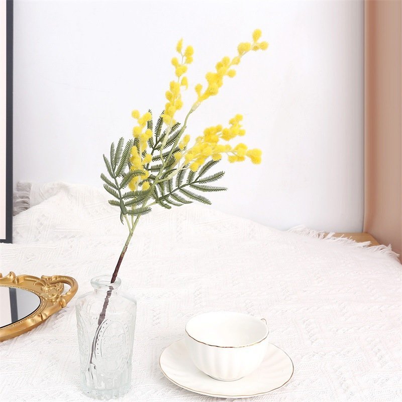 Long-Branch Flocked Yellow Acacia (Mimosa) Floral Spray | Factory-Direct Artificial Yellow Edamame Fruit Branch for Table & Home Decor O1CN01aSiXIe1pzRrRMH0BA 3354485431 0 Cib