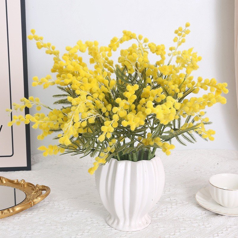 Long-Branch Flocked Yellow Acacia (Mimosa) Floral Spray | Factory-Direct Artificial Yellow Edamame Fruit Branch for Table & Home Decor O1CN01cZA5GQ1pzS6rgK2A0 3354485431 0 Cib