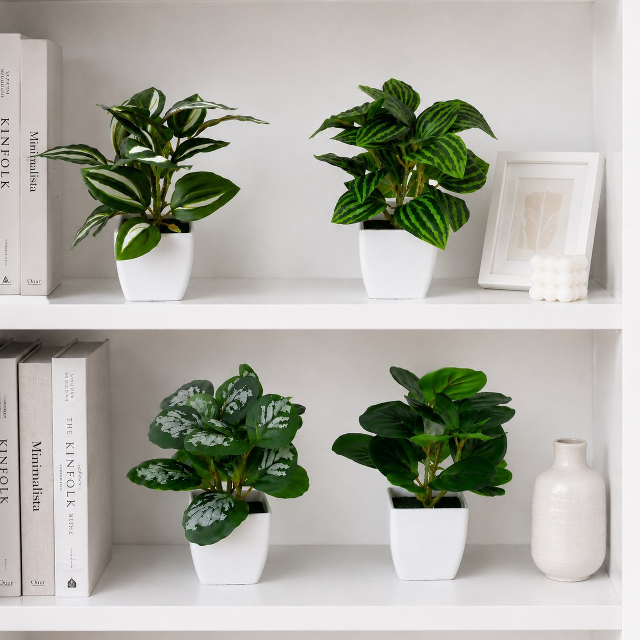 Mini Potted Artificial Watermelon Leaves | 1/4-Pack Faux Desk Plants in White Pots O1CN01lxV0M227kUJZotSWu 3879477835 0 Cib