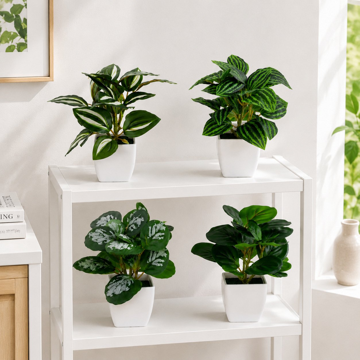 Mini Potted Artificial Watermelon Leaves | 1/4-Pack Faux Desk Plants in White Pots O1CN01xSnxhW27kUJZnSDRT 3879477835 0 Cib