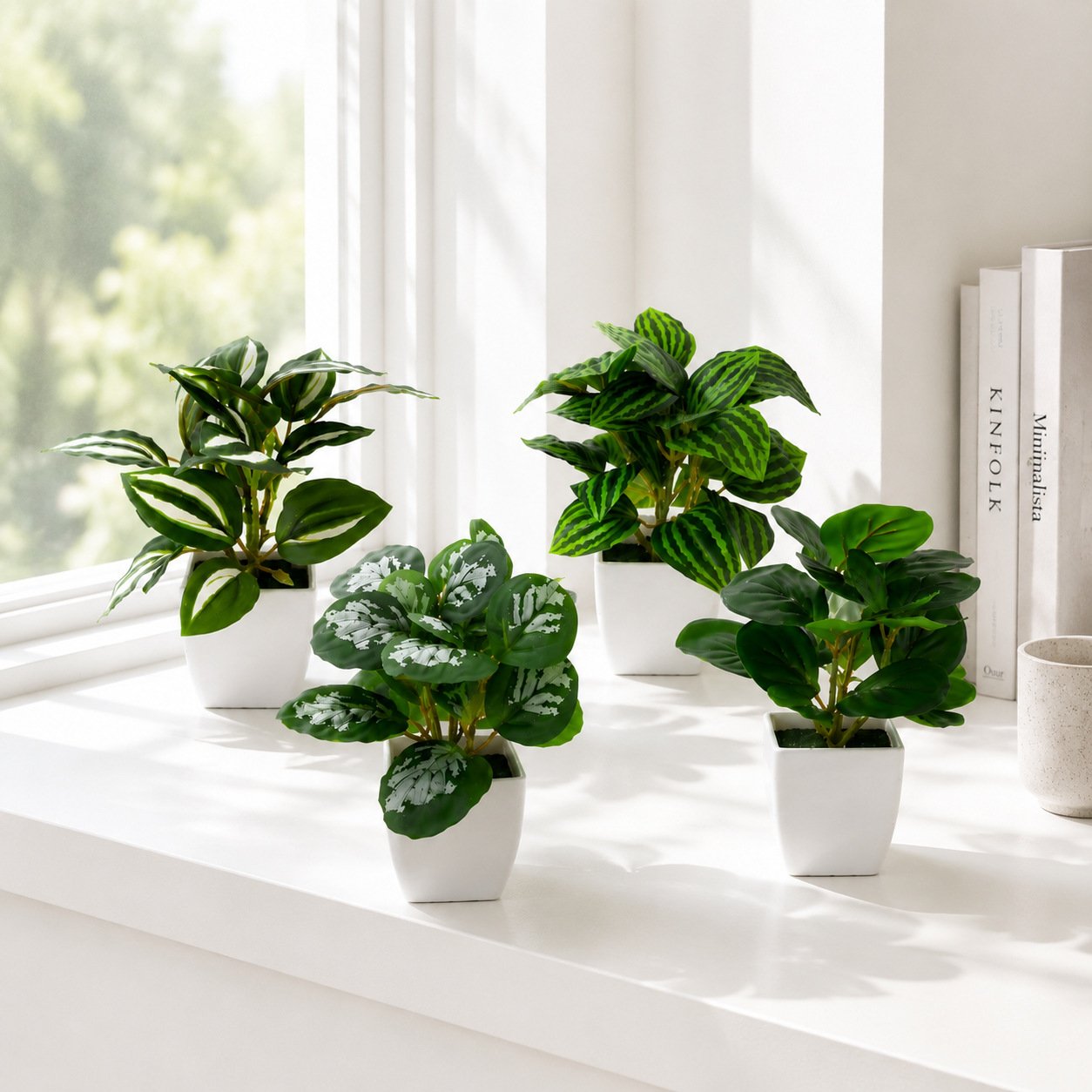 Mini Potted Artificial Watermelon Leaves | 1/4-Pack Faux Desk Plants in White Pots O1CN01yMqiq227kUJa6S83l 3879477835 0 Cib